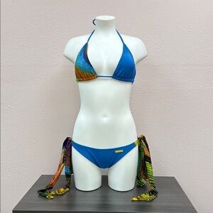 Vibrant Blue and Multicolor Women's Bikini